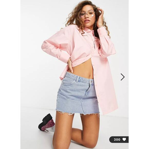 NWOT ASOS oversized shirt with open back in pink 6 Normcore Preppy Soft Girl - Picture 5 of 10